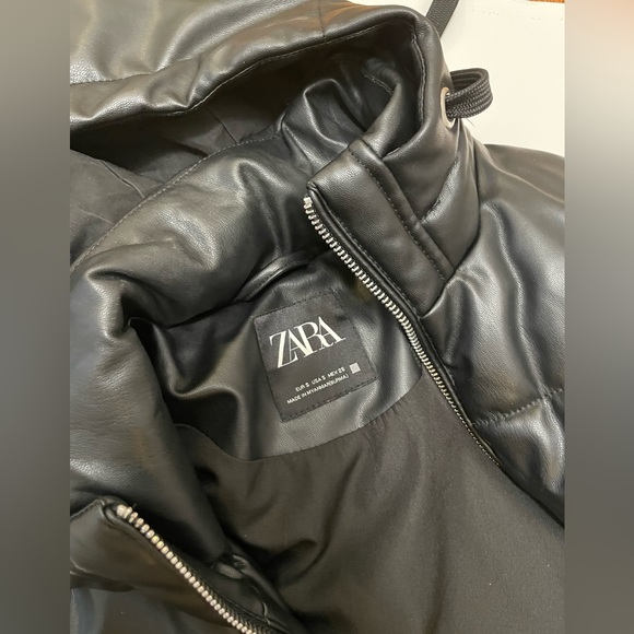Zara black vegan (faux) leather puffer vest. Excellent condition. - Picture 15 of 15